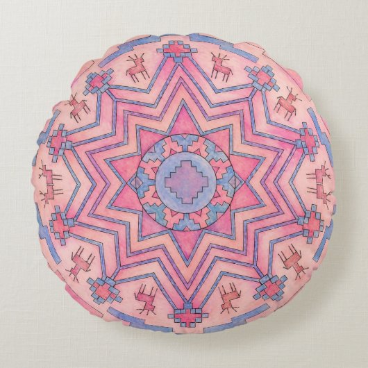 Seelenkreis Ethno Mandala Runde Kissen Rond Kussen (Voorkant)