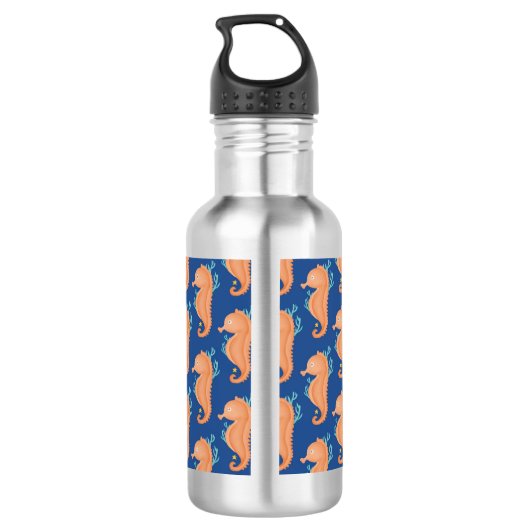 Seepferdchen in orange waterfles  (Achterkant)