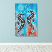 Seepferdchen - sea horse canvas afdruk (Insitu (Houten vloer))
