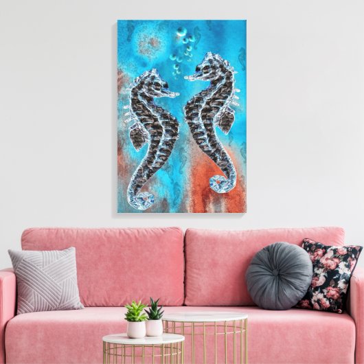 Seepferdchen - sea horse canvas afdruk (Insitu (Woonkamer))