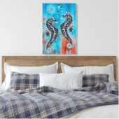 Seepferdchen - sea horse canvas afdruk (Insitu (Slaapkamer))