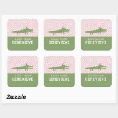 SEERSUCKER ALLIGATOR (ROZE) VIERKANTE STICKER (Vel)