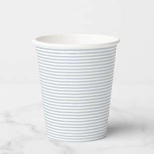 Seersucker blauw wit gestreepte preppy baby shower papieren bekers