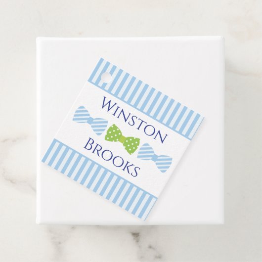 Seersucker Bow Stropdas Personalized Favor Gift La Bedankjes Labels (In situ)