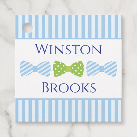 Seersucker Bow Stropdas Personalized Favor Gift La Bedankjes Labels (Voorkant)