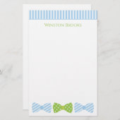 Seersucker Bow Stropdas Personeelszaken Briefpapier (Voorkant / Achterkant)