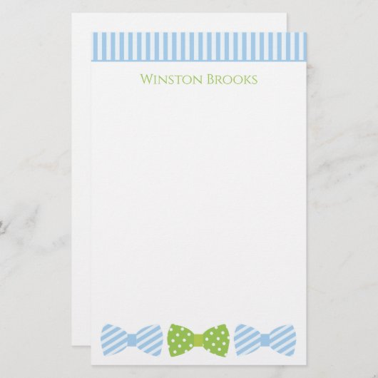 Seersucker Bow Stropdas Personeelszaken Briefpapier (Voorkant / Achterkant)