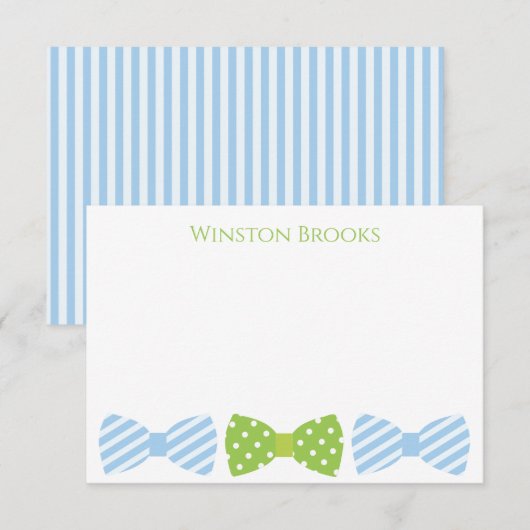 Seersucker Bow Stropdas Persoonlijke notitiekaarte Bedankkaart (Voorkant / Achterkant)