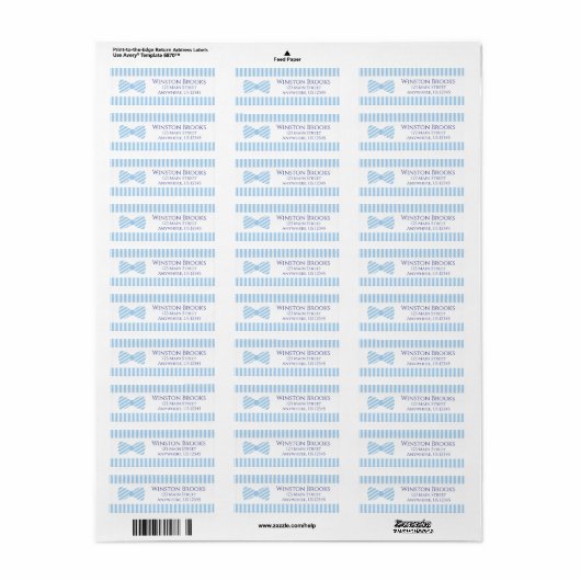 Seersucker Bow Stropdas Return Address Labels (Full Sheet)
