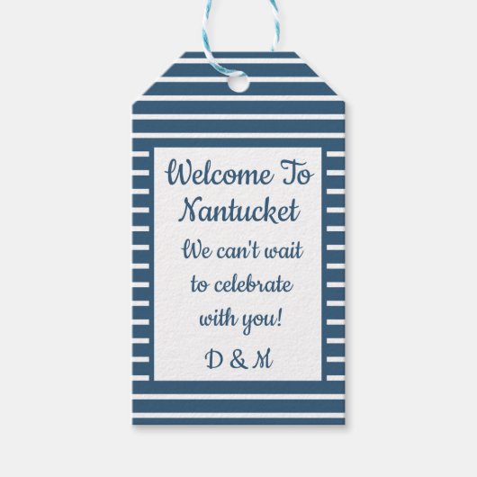 Seersucker Bruiloft Welkomstgeschenk Label Cadeaulabel (Voorkant)