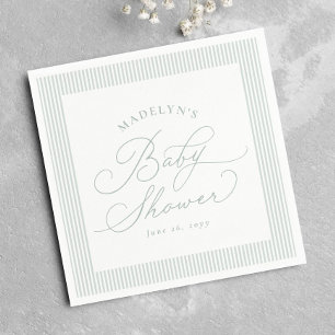 Seersucker groen wit gestreepte preppy baby shower servet