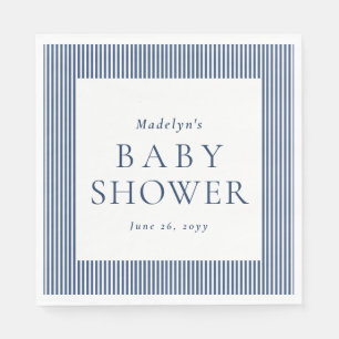 Seersucker marine wit streep preppy baby shower servet