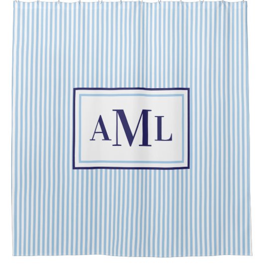Seersucker Print Monogram Showgordijn Douchegordijn (Voorkant)