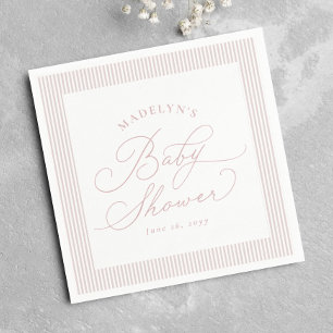 Seersucker roze witte streep preppy baby shower servet