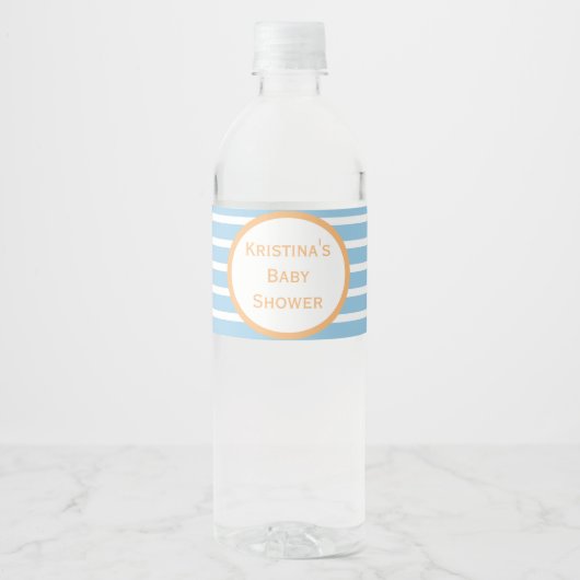 Seersucker Striped Baby shower Water Fles Label Waterfles Etiket (Voorkant)