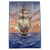 Segelboot auf dem Meer Medium Cadeauzakje (Achterkant)