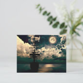 Segelschiff bei Vollmond Postkarte Briefkaart (Staand voorkant)