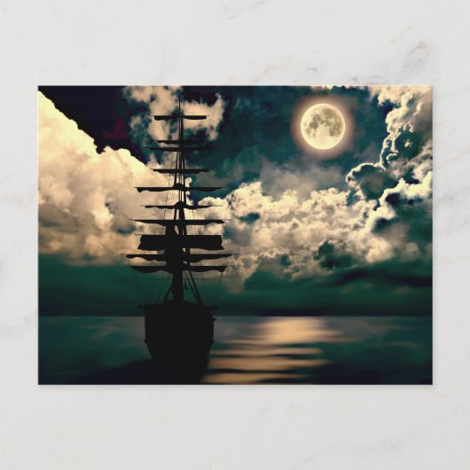 Segelschiff bei Vollmond Postkarte Briefkaart (Voorkant)