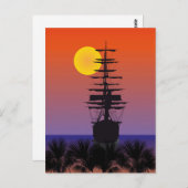 Segelschiff mit Sonnenaufgang Postkarte Briefkaart (Voorkant / Achterkant)
