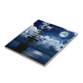 Segelschiff mit Vollmond Fliese Tegeltje (Zijkant)