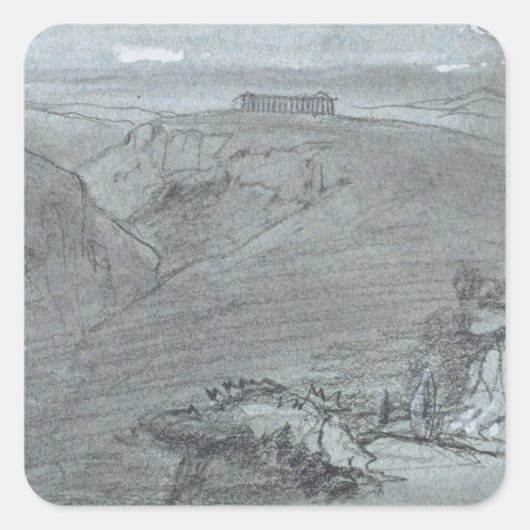 Segesta, uit de "Uitzichten van Sicilië" (alk & go Vierkante Sticker (Voorkant)