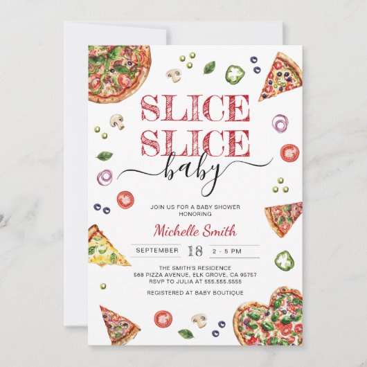 Segment Baby | Pizza Baby shower uitnodiging (Voorkant)