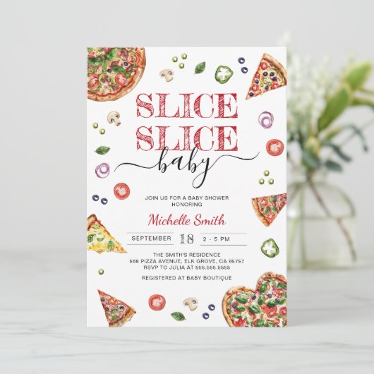 Segment Baby | Pizza Baby shower uitnodiging (Staand voorkant)