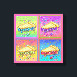 Segment PIE Pop Art Gallery Wrapped Canvas<br><div class="desc">Een klassieke pop-kunststijl quad van vier segmenten van taart met een partijthema. Perfect voor de keuken,  een bakkerij of bakker! Kies uw canvas achtergrondkleur!</div>