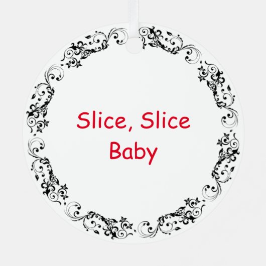 Segment, Segment Baby | Grappige Paddestoel Pizza  Metalen Ornament (Achterkant)