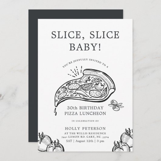 Segment, Slice-Baby | Pizza Thmed Birthday Luncheo Kaart (Voorkant / Achterkant)