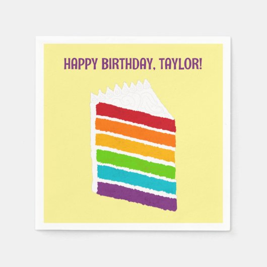 Segment van Rainbow Cake Custom Party Servet (Voorkant)