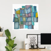 Segmented Cool Hues Watercolor Art Poster (Thuiskantoor)