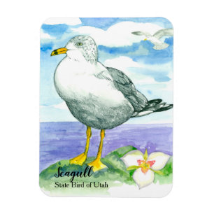 Sego Lily Seagull State Bird of Utah Magneet