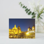 Segovia Cathedraal 's nachts in Spanje Briefkaart (Staand voorkant)