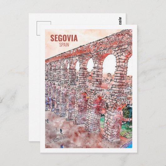 Segovia Spanje Beroemde Reizen Waterverf Schets Briefkaart (Voorkant / Achterkant)