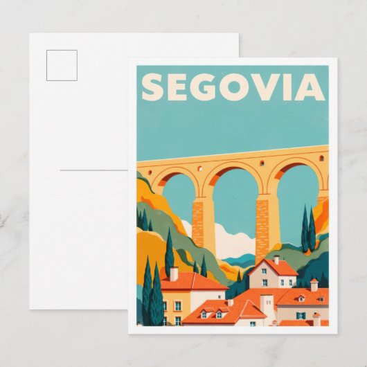 Segovia Spanje Kunst Vintage Illustratie Reizen Briefkaart (Voorkant / Achterkant)
