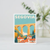 Segovia Spanje Kunst Vintage Illustratie Reizen Briefkaart (Staand voorkant)