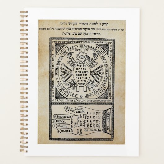 Ségula, Amulet. Sefer Shaar HaYechudim. Kabbalah Planner (Voorkant)