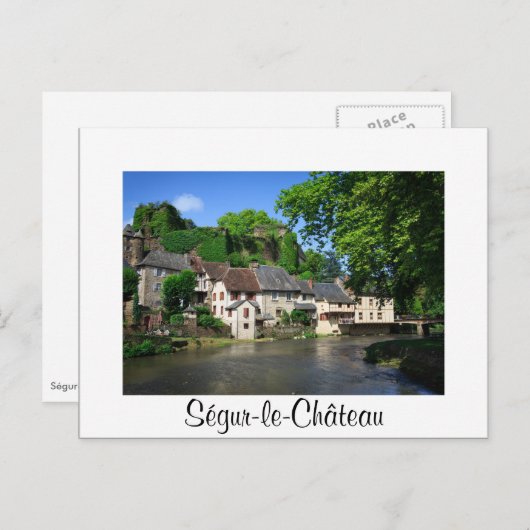 Segur-le-Chateau in Frans wit briefkaart (Voorkant / Achterkant)
