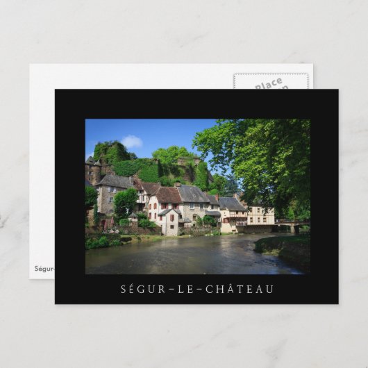 Segur-le-Chateau in het Franse zwarte briefkaart (Voorkant / Achterkant)