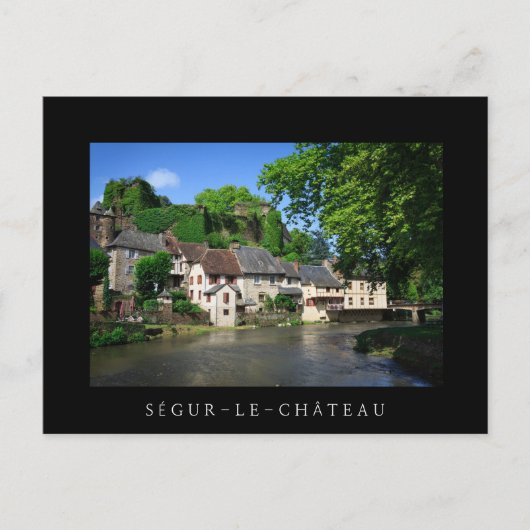 Segur-le-Chateau in het Franse zwarte briefkaart (Voorkant)