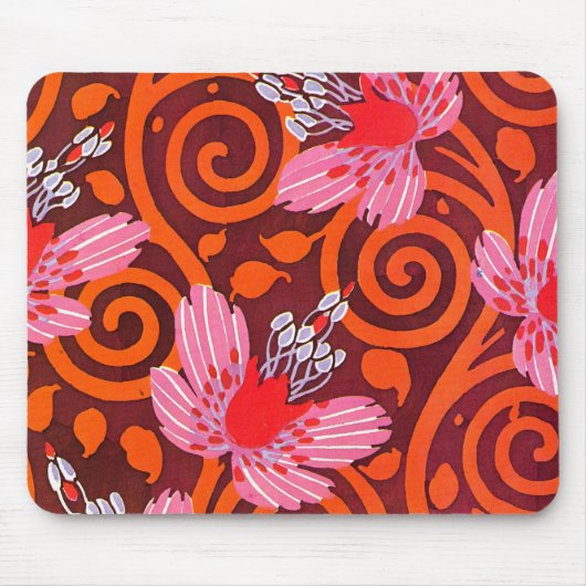 Seguy's Art Deco Pink Flowers - Mousepad Muismat (Voorkant)