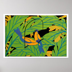 Seguy's Art Deco Tropical Birds Poster