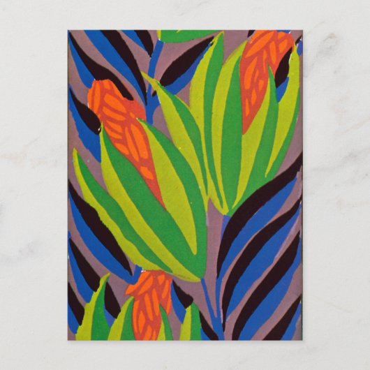Seguy's Art Deco Tropical Flowers Briefkaart (Voorkant)