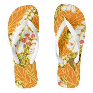 Séguy's Art Deco White Bell-Shaped Flowers Teenslippers
