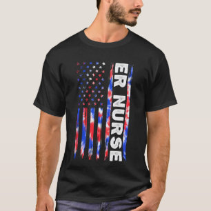 SEH-verpleegster Tie Dye Amerikaanse vlag Vierde 4 T-shirt