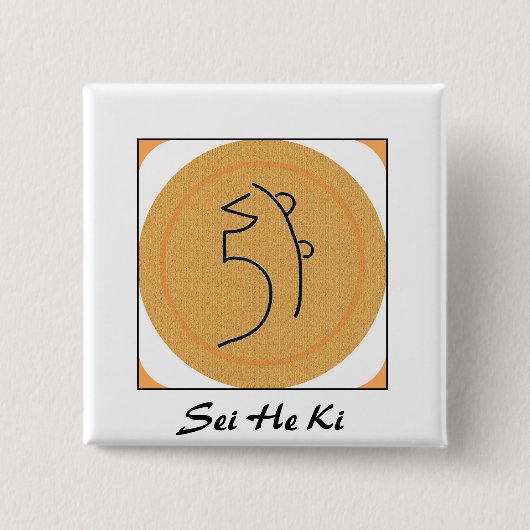 Sei He Ki Reiki Symbol Vierkante Button 5,1 Cm (Voorkant)