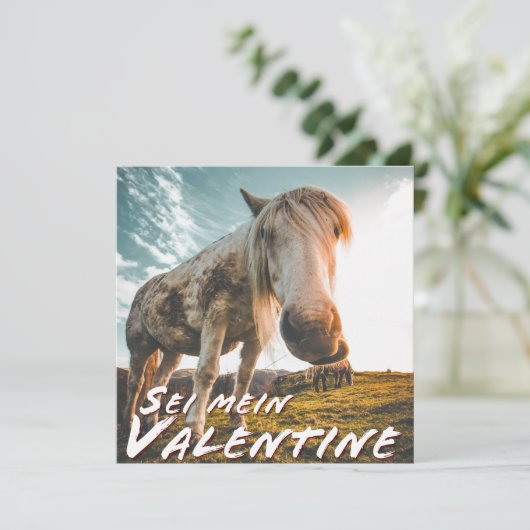 Sei mein Valentin mit schauenden Pferd (Staand voorkant)