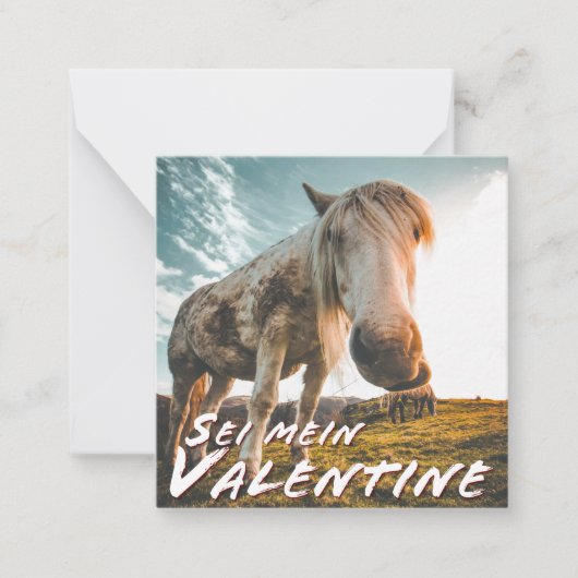 Sei mein Valentin mit schauenden Pferd Notitiekaartje (Voorkant)