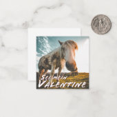 Sei mein Valentin mit schauenden Pferd Notitiekaartje (Voorkant / Achterkant in situ)